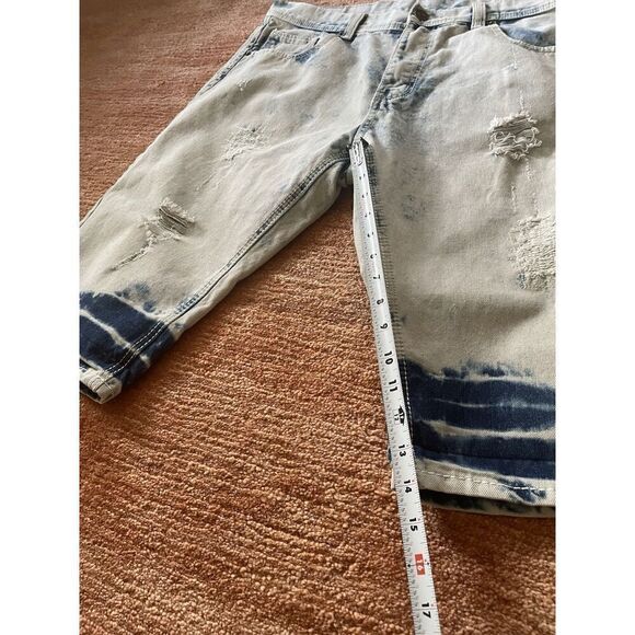 Attitude Gold AG Men’s Shorts Brooklyn Fit Blue Slim Distressed Size 36 - Picture 9 of 11